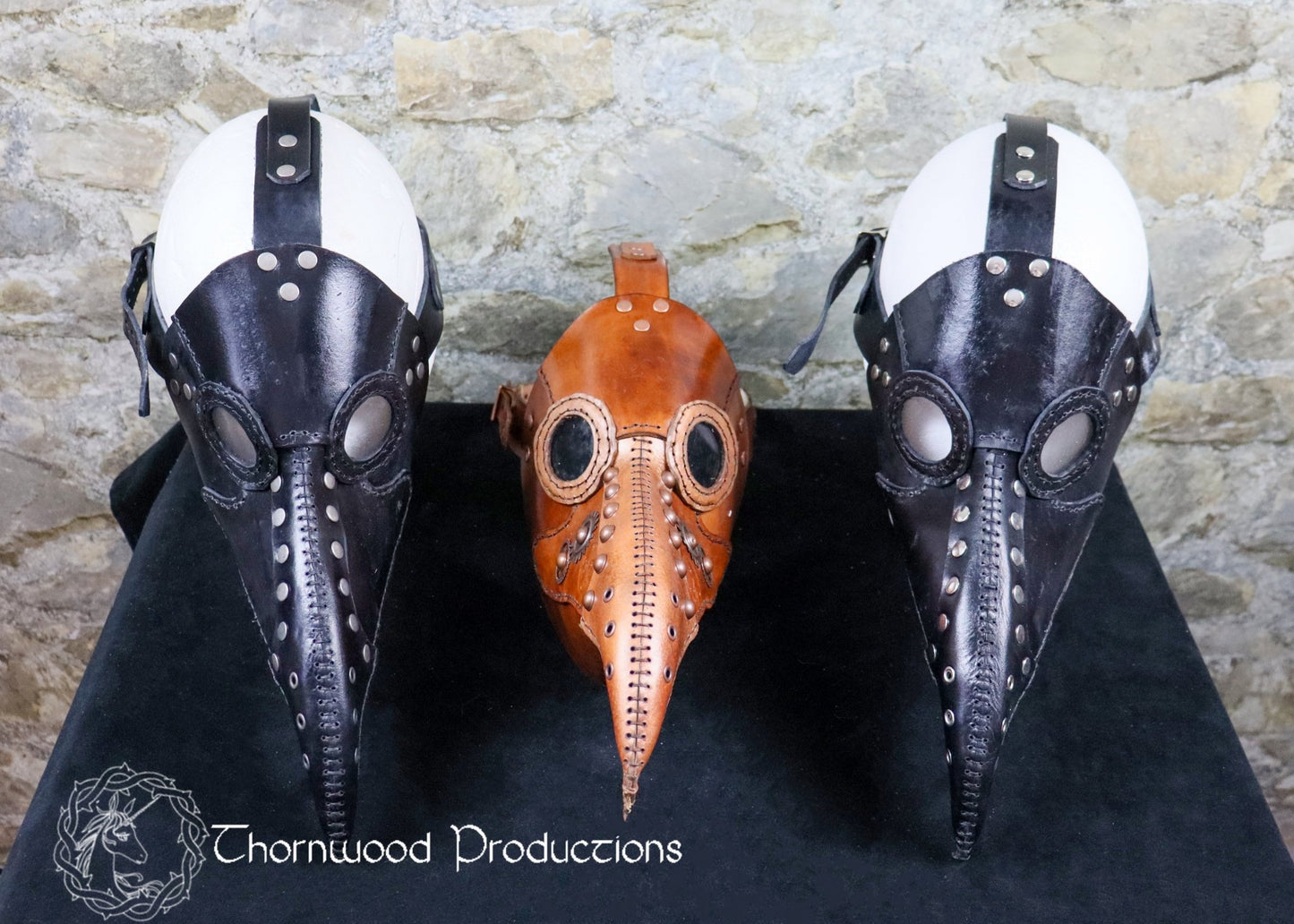 Leather Plague Doctor Mask with Elegant Stitching and Rivets - BDSM - The Rabbit Hole Life