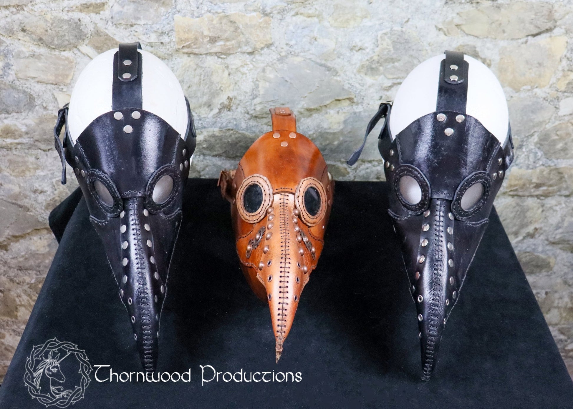 Leather Plague Doctor Mask with Elegant Stitching and Rivets - BDSM - The Rabbit Hole Life