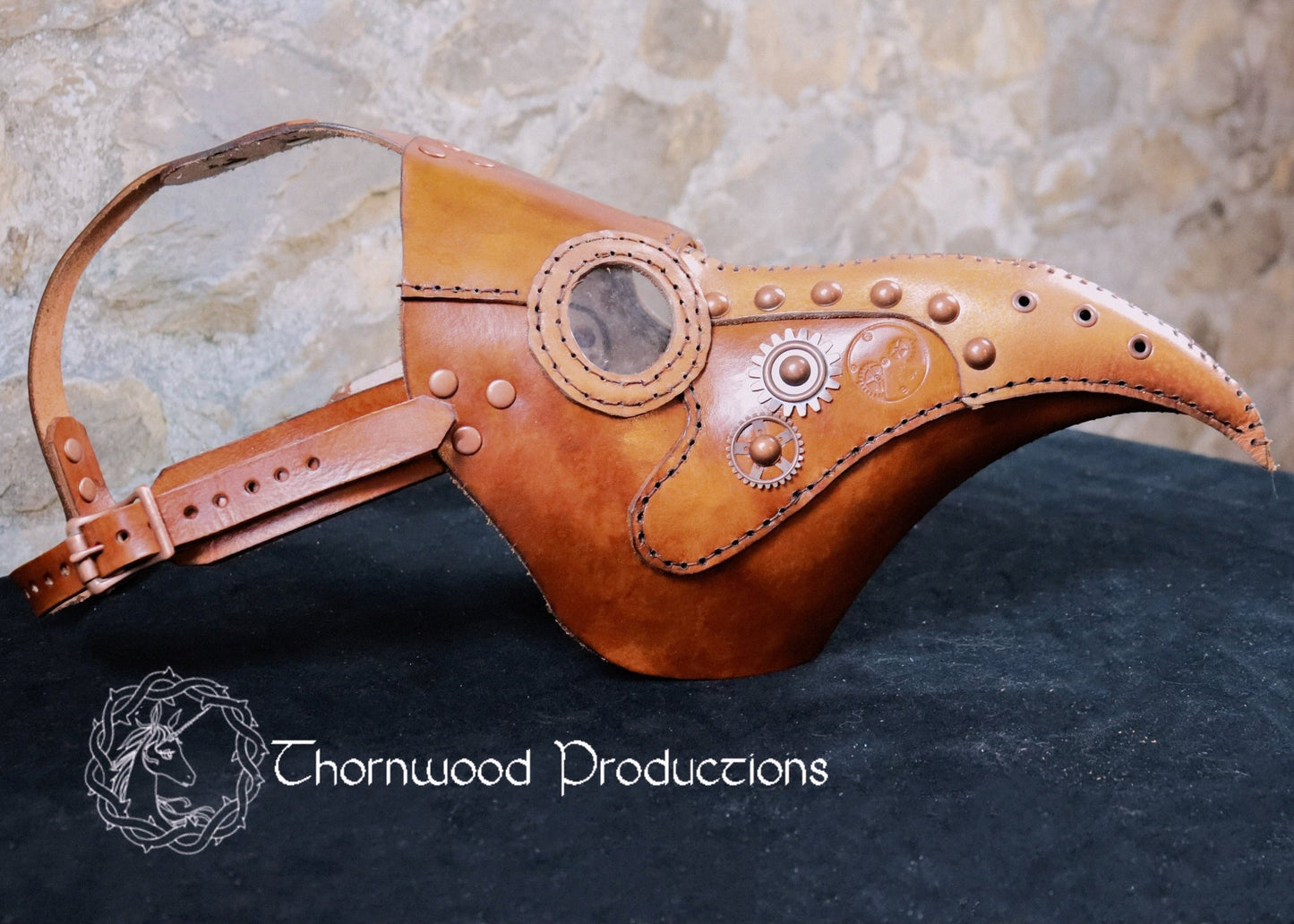 Leather Plague Doctor Mask with Elegant Stitching and Rivets - BDSM - The Rabbit Hole Life