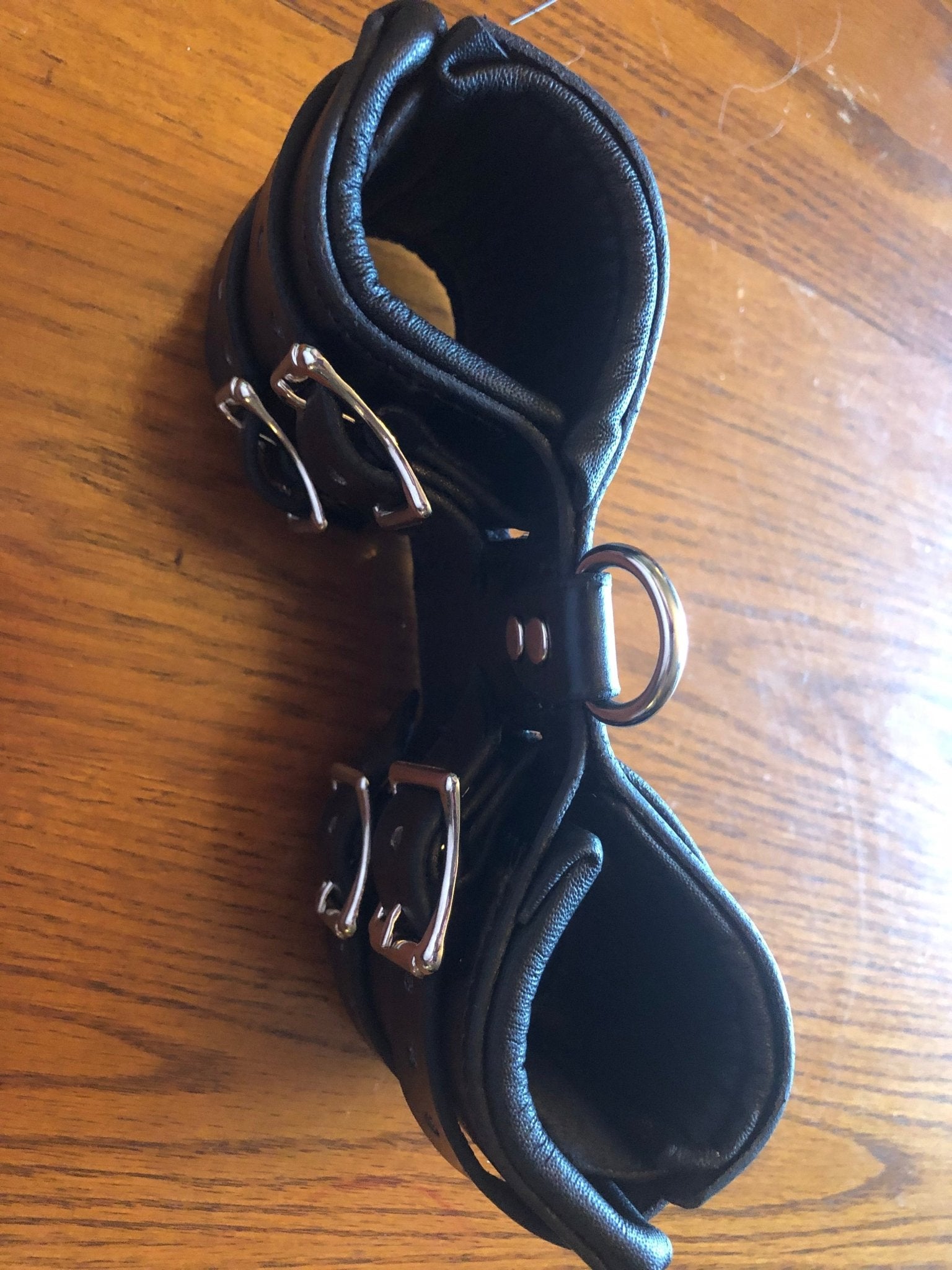 Leather Restraint Bracers with Leather and Buckle straps, D-Ring and Padding - BDSM - The Rabbit Hole Life