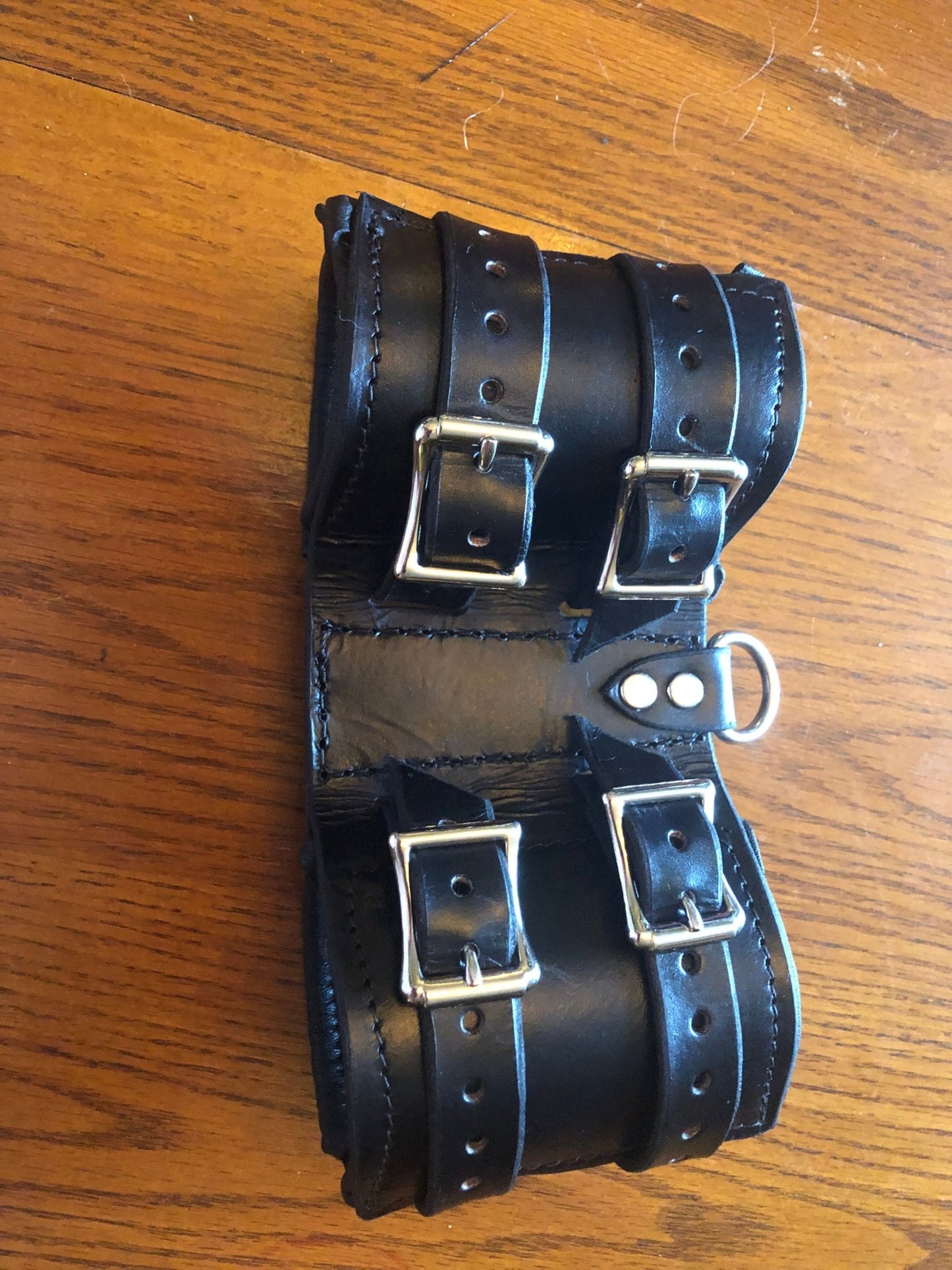 Leather Restraint Bracers with Leather and Buckle straps, D-Ring and Padding - BDSM - The Rabbit Hole Life