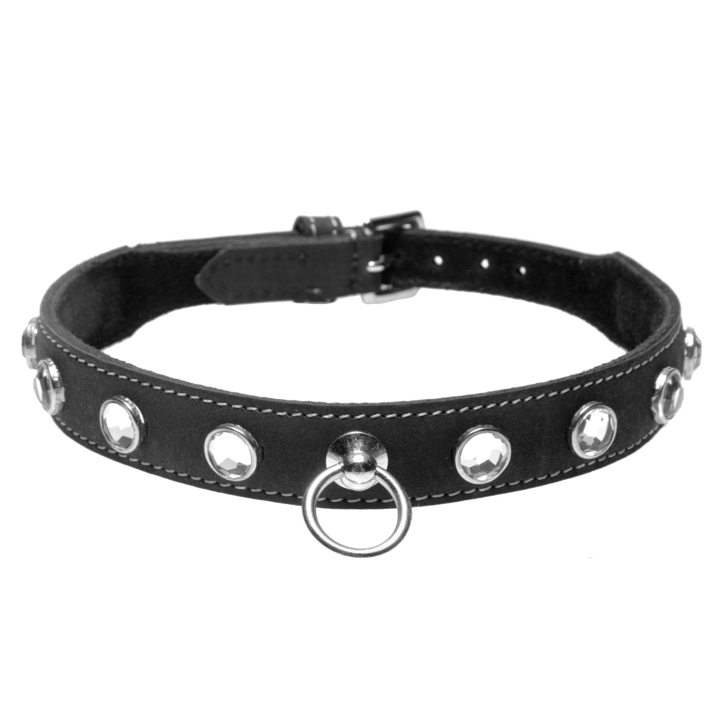 Leather Rhinestone Collar- Diamond - leather-collar - The Rabbit Hole Life