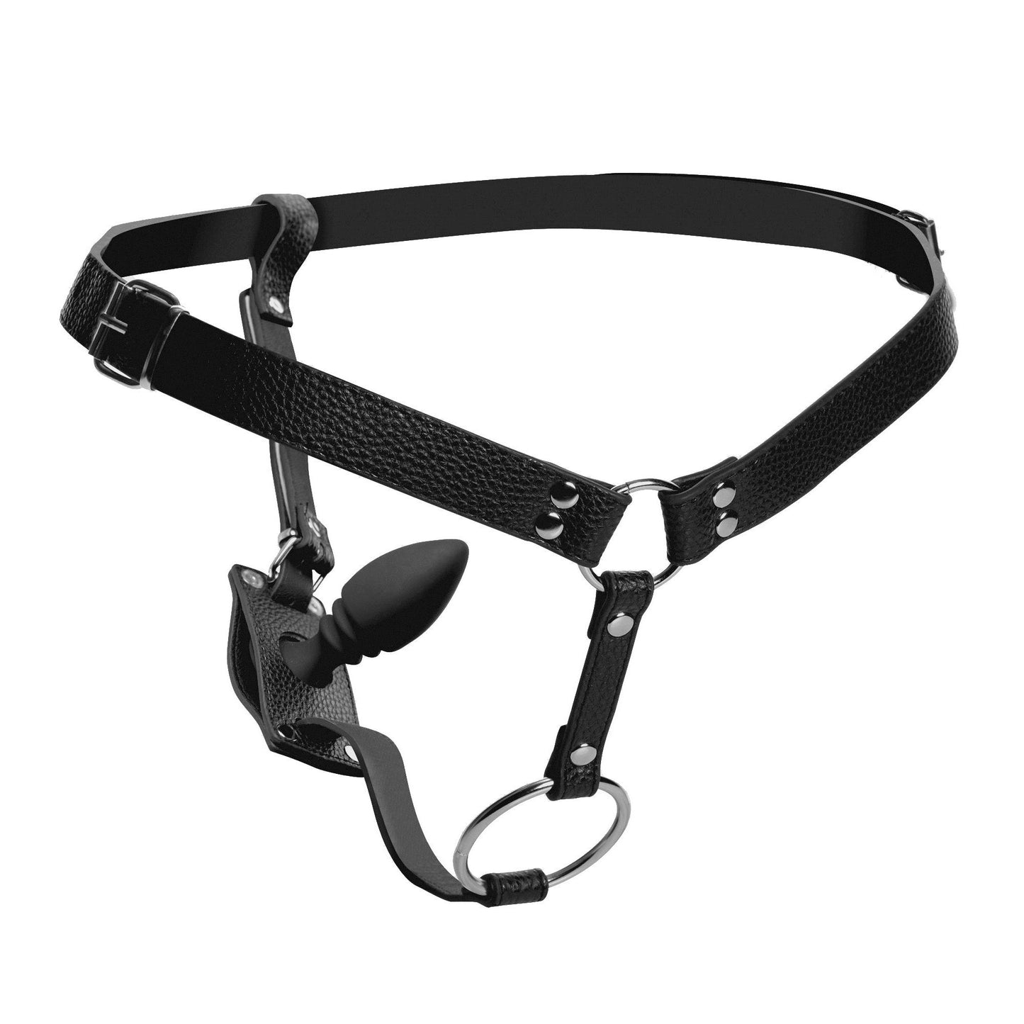 Male Cock Ring Harness with Silicone Anal Plug - Butt - The Rabbit Hole Life