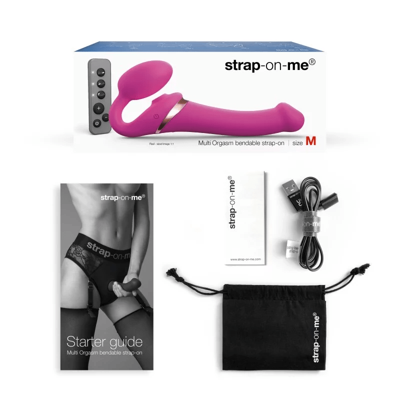 MULTI ORGASM BENDABLE STRAP-ON - M - FUCHSIA - Strap-Ons & Harnesses - The Rabbit Hole Life