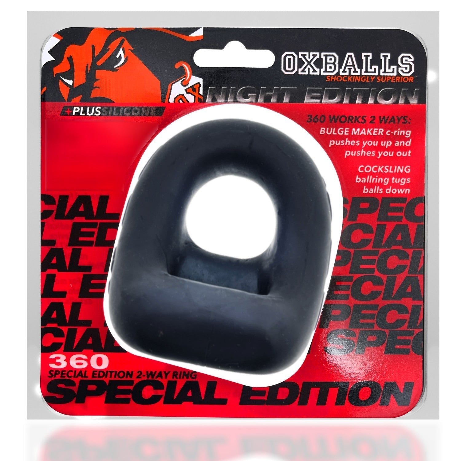 Oxballs 360, dual use cockring - PLUS+SILICONE special edition - NIGHT - For Him - The Rabbit Hole Life