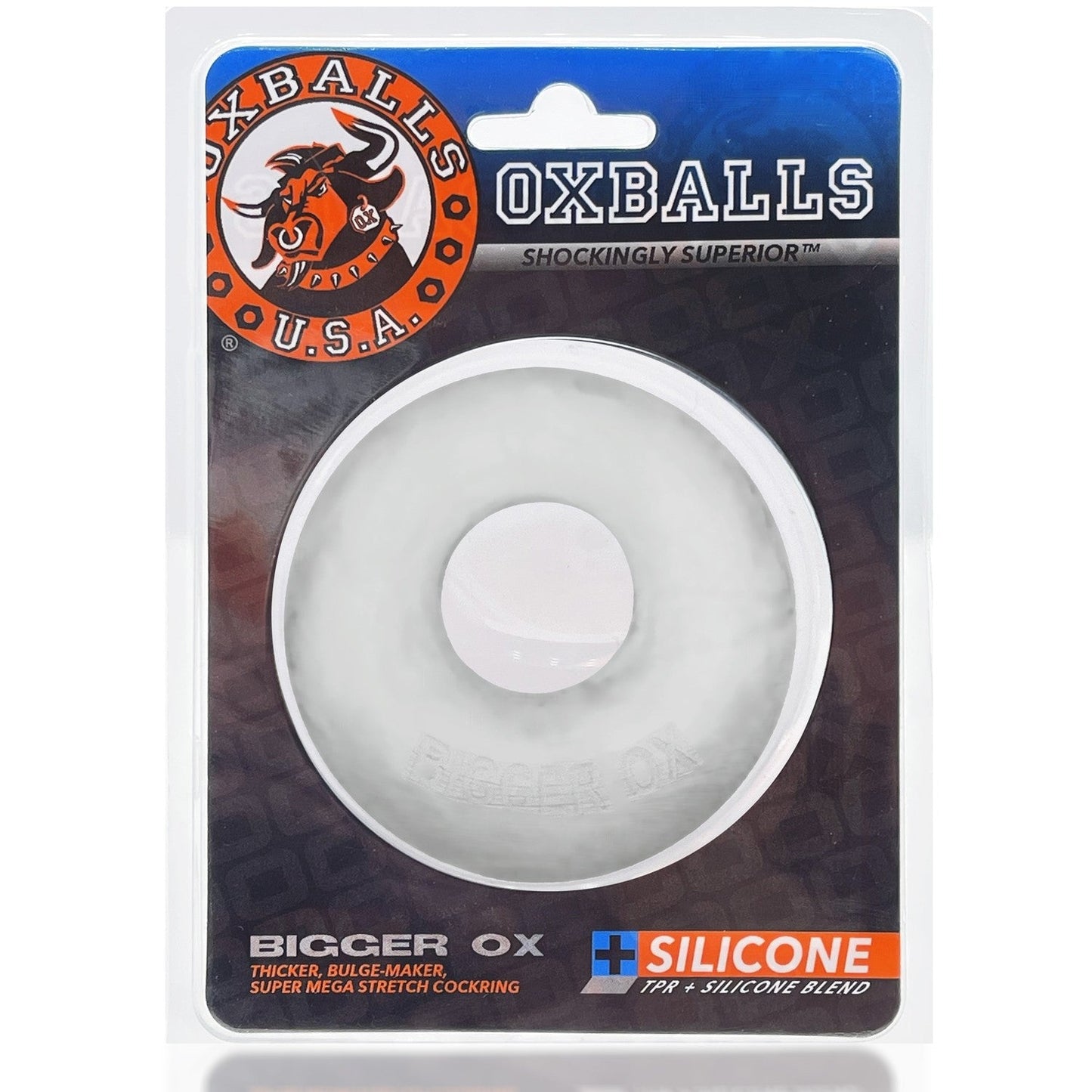 Oxballs BIGGER OX, thicker bulge maker super mega-stretch cockring - CLEAR ICE - For Him - The Rabbit Hole Life