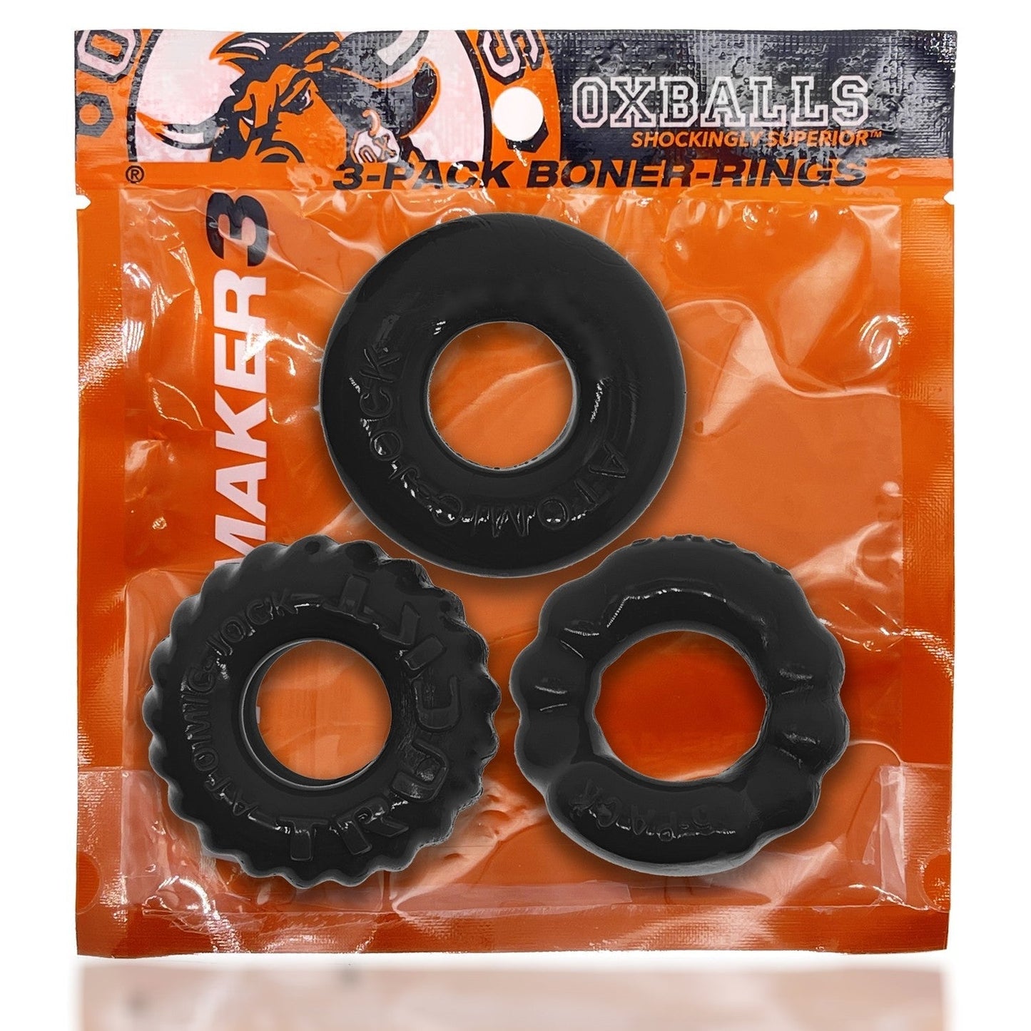 Oxballs BONEMAKER 3-pack boner cockring kit - BLACK - For Him - The Rabbit Hole Life