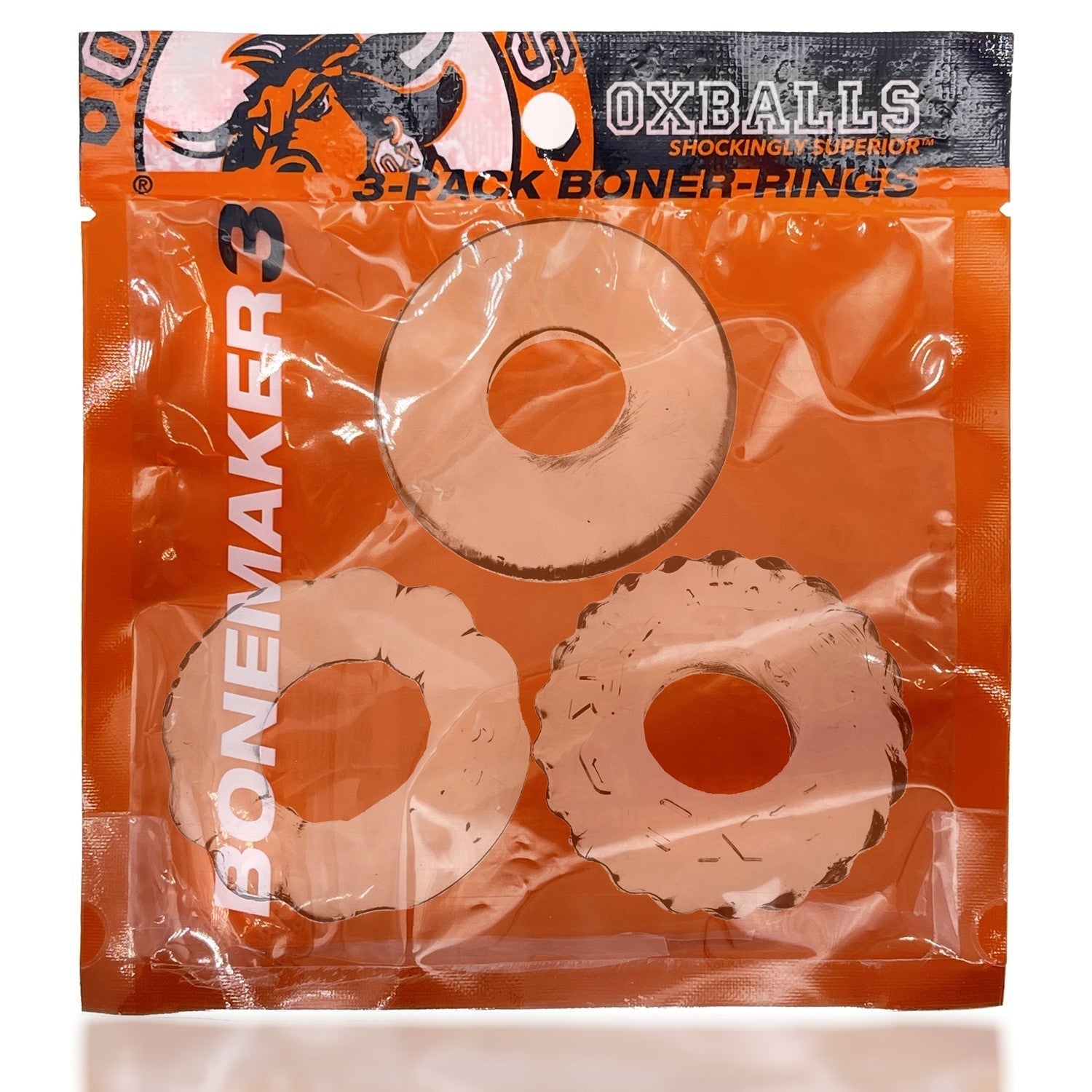 Oxballs BONEMAKER 3-pack boner cockring kit - CLEAR - For Him - The Rabbit Hole Life