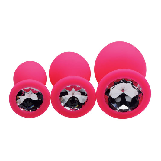 Pleasure 3 Piece Silicone Anal Plugs with Gems - butt-plugs - The Rabbit Hole Life