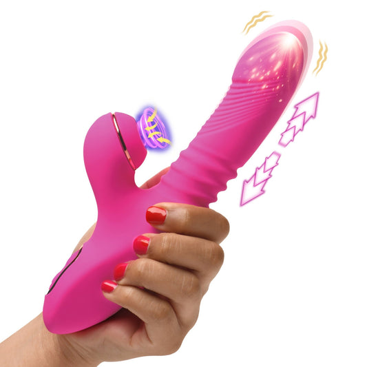 Pro-Thrust Thrusting Suction Silicone Rabbit Vibrator - vibesextoys - The Rabbit Hole Life