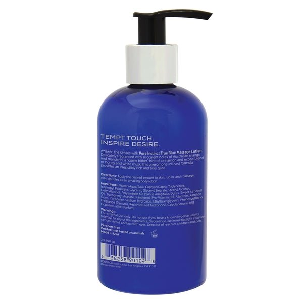 PURE INSTINCT Pheromone Massage & Body Lotion True Blue 8oz | 236mL - Lubes - The Rabbit Hole Life