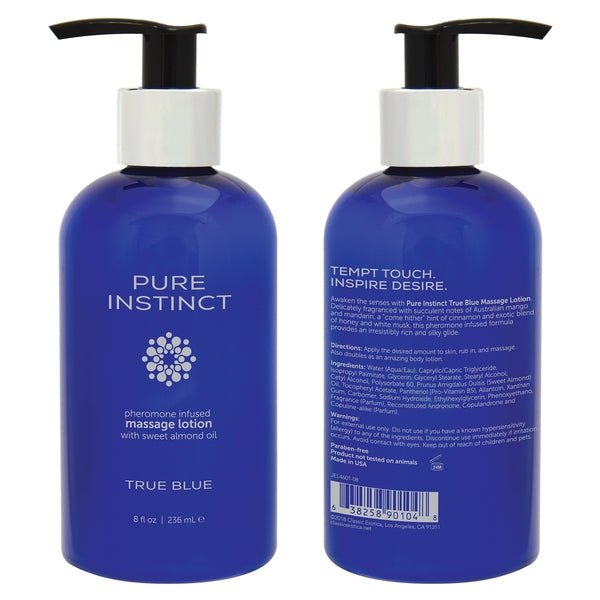 PURE INSTINCT Pheromone Massage & Body Lotion True Blue 8oz | 236mL - Lubes - The Rabbit Hole Life