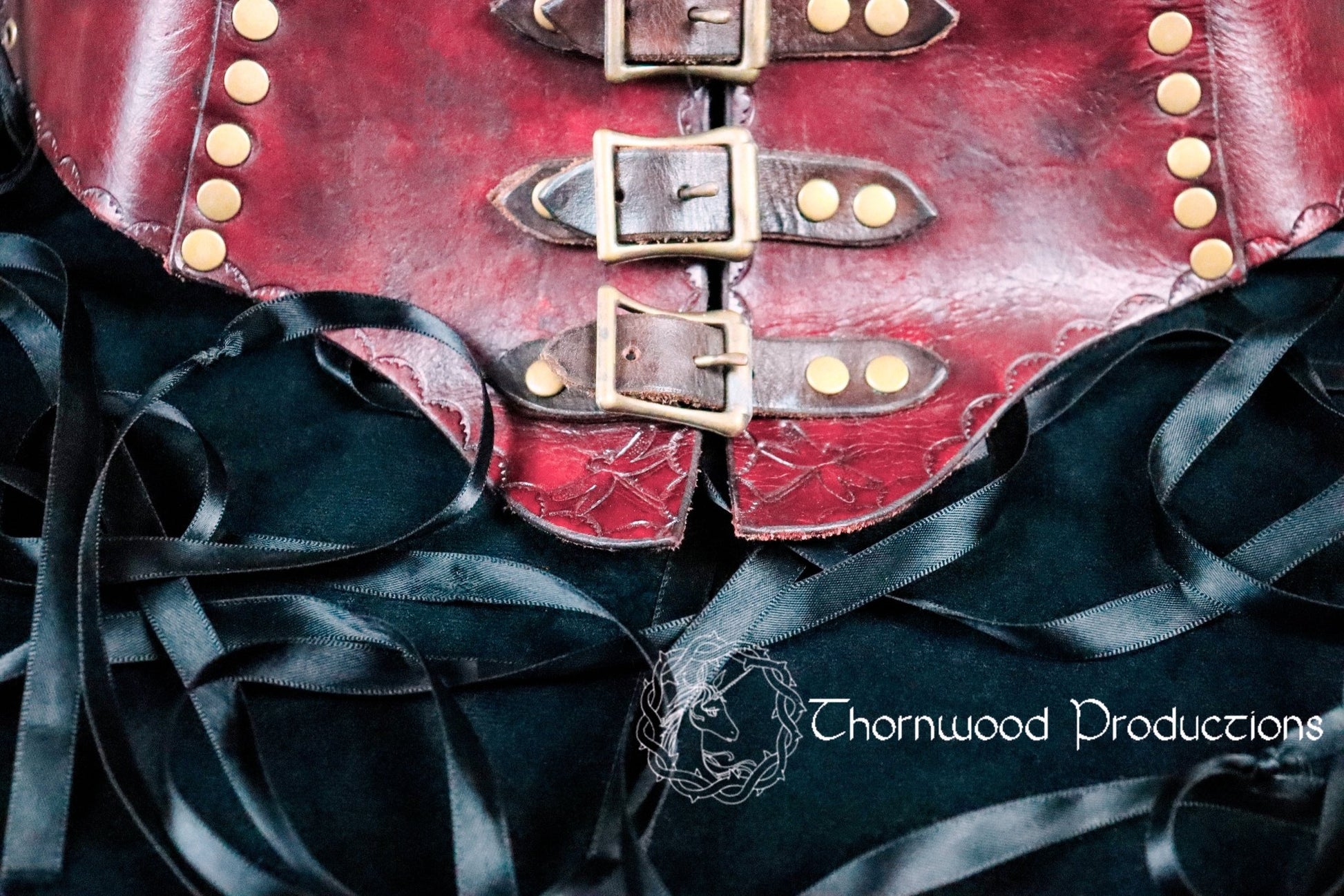 Red Push Up Leather Corset with Buckles and Rivets - BDSM - The Rabbit Hole Life