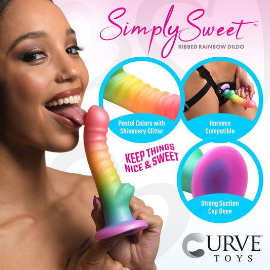 Ribbed Rainbow Silicone Dildo - Dildos - The Rabbit Hole Life