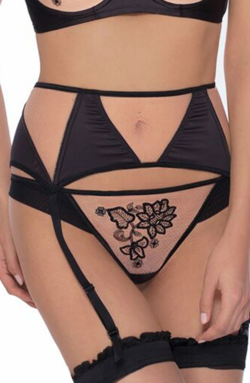 Roza Mehendi Suspender Belt Black - The Rabbit Hole Life