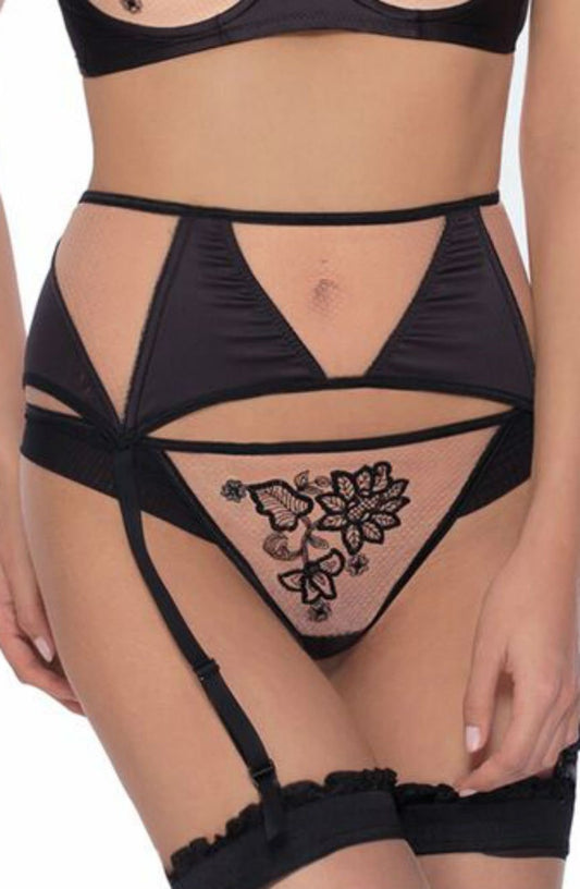 Roza Mehendi Suspender Belt Black - The Rabbit Hole Life