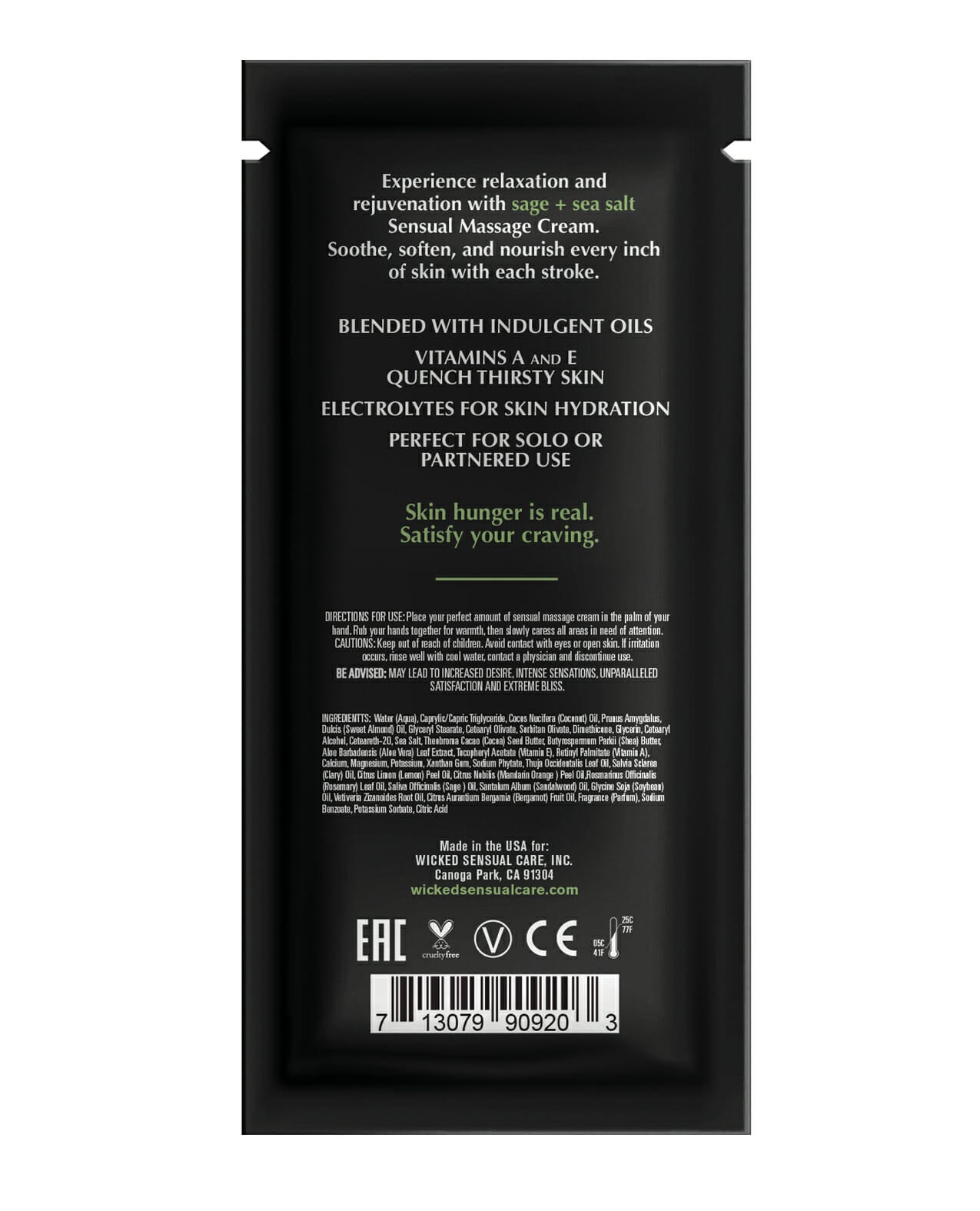 Sage + Sea Salt Massage Cream .34oz - Lubes - The Rabbit Hole Life