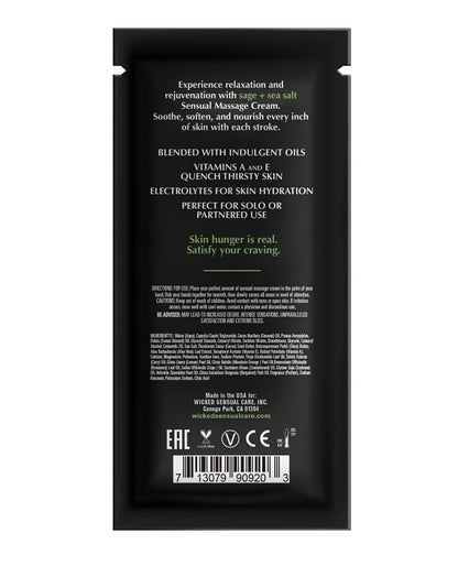 Sage + Sea Salt Massage Cream .34oz - Lubes - The Rabbit Hole Life