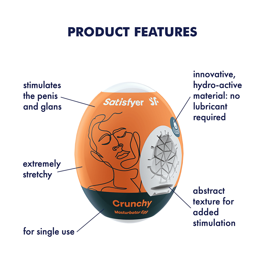 Satisfyer Masturbator Egg Single (Crunchy) Orange - For Him - The Rabbit Hole Life