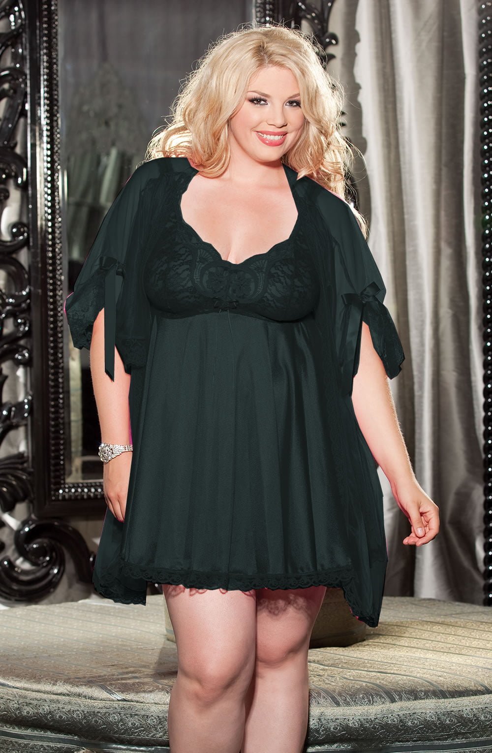 Shirley of Hollywood X3595 Black 3 Piece Babydoll - The Rabbit Hole Life