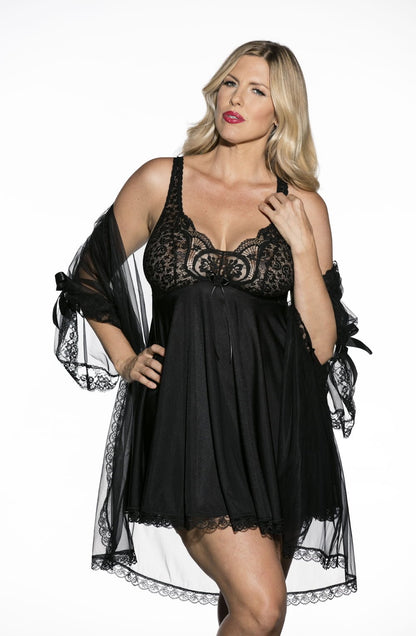 Shirley of Hollywood X3595 Black 3 Piece Babydoll - The Rabbit Hole Life