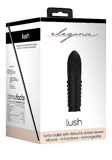 Shots Toys Elegance Lush Turbo Rechargeable Bullet Vibrator Black - Vibrators - The Rabbit Hole Life