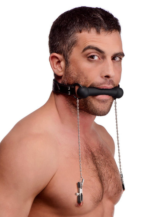 Silicone Bit Gag with Nipple Clamps - GAGS - The Rabbit Hole Life