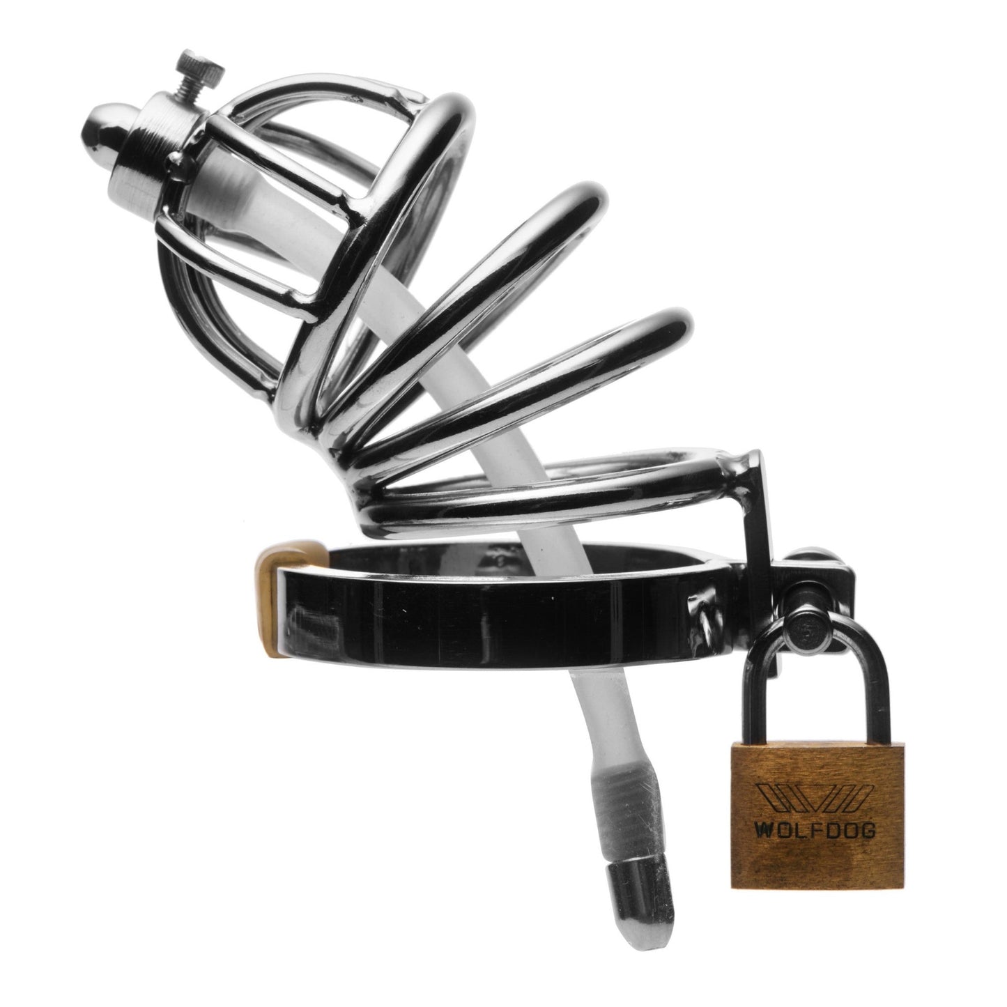 Stainless Steel Chastity Cage with Silicone Urethral Plug - male-chastity - The Rabbit Hole Life