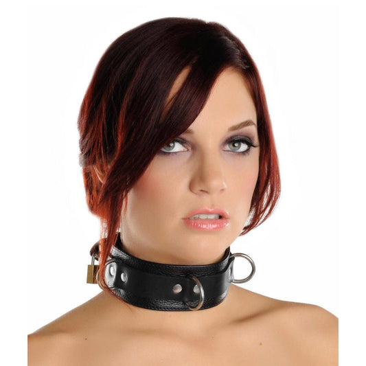 Strict Leather Deluxe Locking Collar - LeatherR - The Rabbit Hole Life
