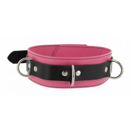 Strict Leather Deluxe Locking Collar - and Black - LeatherR - The Rabbit Hole Life