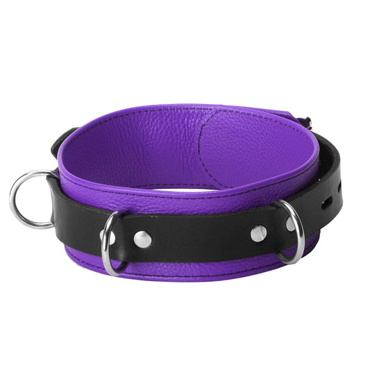 Strict Leather Deluxe Locking Collar - and Black - LeatherR - The Rabbit Hole Life