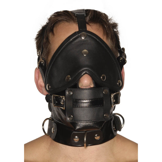 Strict Leather Premium Muzzle with Blindfold and Gags - LeatherR - The Rabbit Hole Life