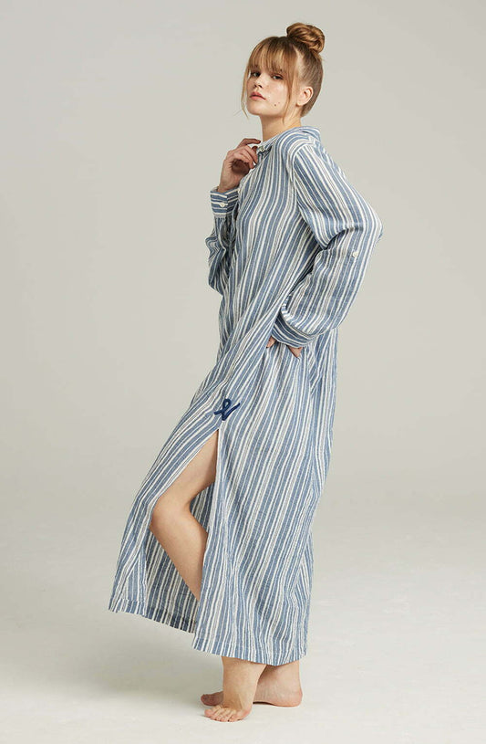 The Maxi Shirt French Navy Stripe - The Rabbit Hole Life