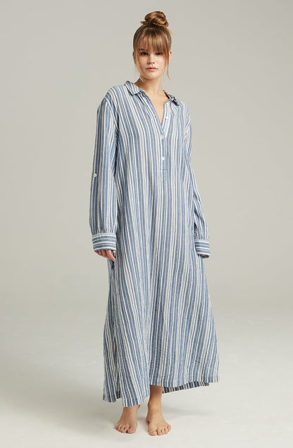 The Maxi Shirt French Navy Stripe - The Rabbit Hole Life