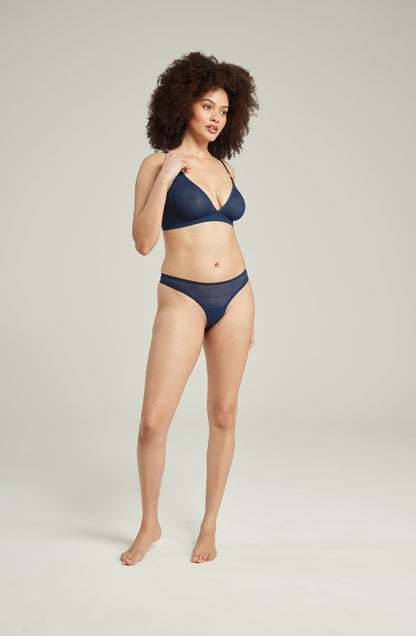 The Sheer Deco Barely There Thong Navy - The Rabbit Hole Life