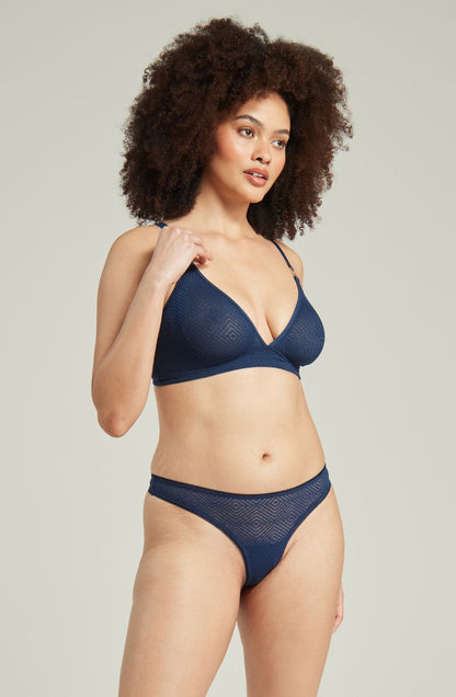 The Sheer Deco Barely There Thong Navy - The Rabbit Hole Life