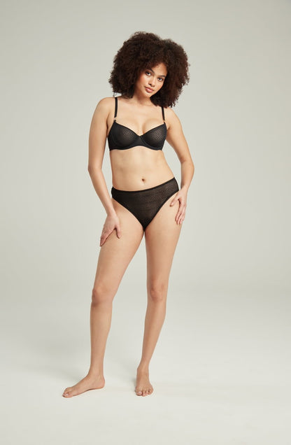 The Sheer Deco High Leg Brief Black - The Rabbit Hole Life