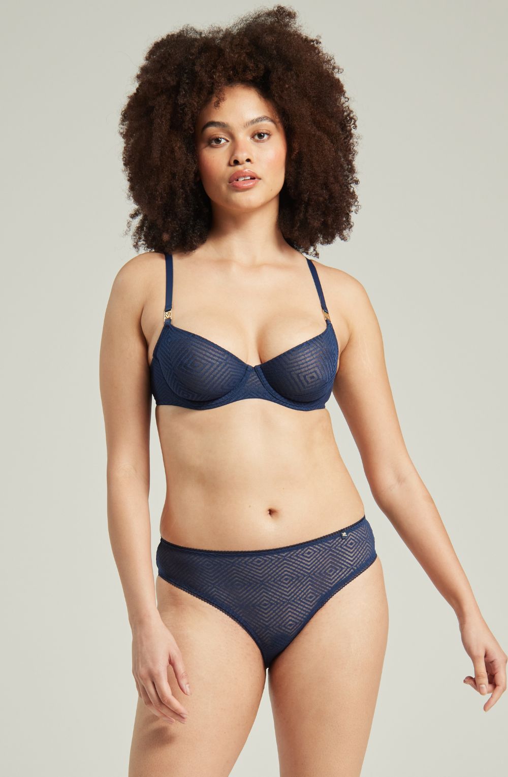 The Sheer Deco High Leg Brief Navy - The Rabbit Hole Life