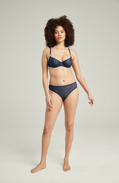 The Sheer Deco High Leg Brief Navy - The Rabbit Hole Life