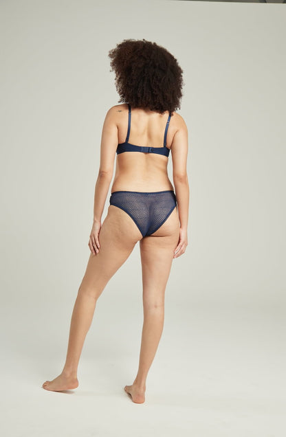 The Sheer Deco High Leg Brief Navy - The Rabbit Hole Life