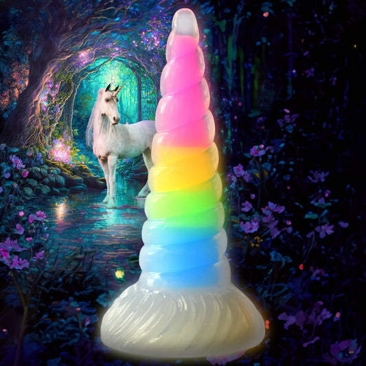 Uni-Glow Glow-In-The-Dark Rainbow Silicone Dildo - Dildos - The Rabbit Hole Life