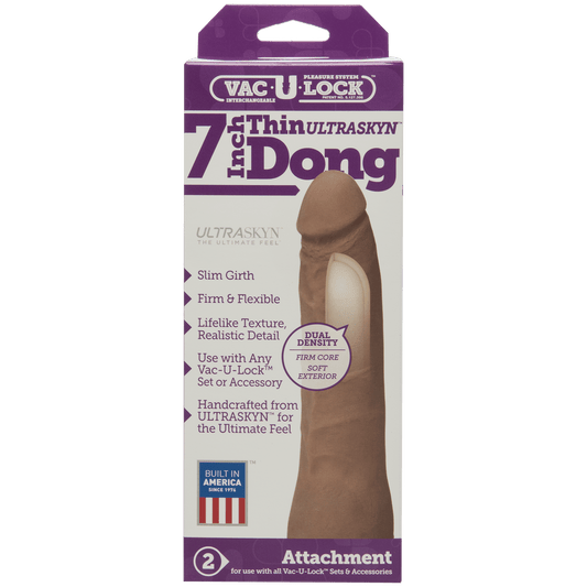 VAC-U-LOCK- 7 INCH THIN ULTRASKYN D BROWN - Dongs & Dildos - The Rabbit Hole Life