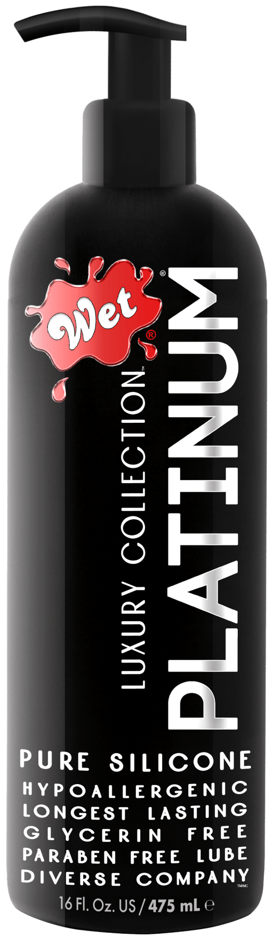 Wet Platinum Silicone Based Sex Lube 16 Ounce - Lubes - The Rabbit Hole Life