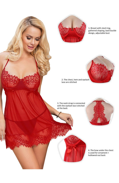 YesX YX952 Red Babydoll Set - The Rabbit Hole Life