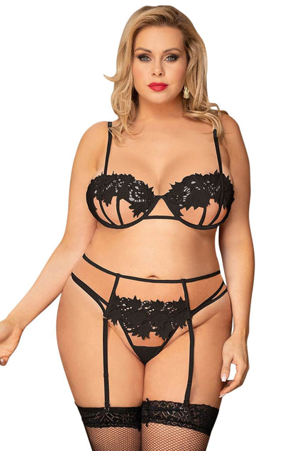 YesX YX953Q 3pc Black Bra Set - The Rabbit Hole Life