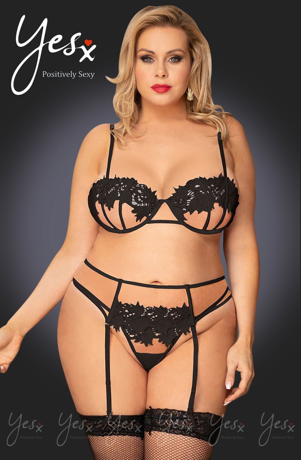 YesX YX953Q 3pc Black Bra Set - The Rabbit Hole Life