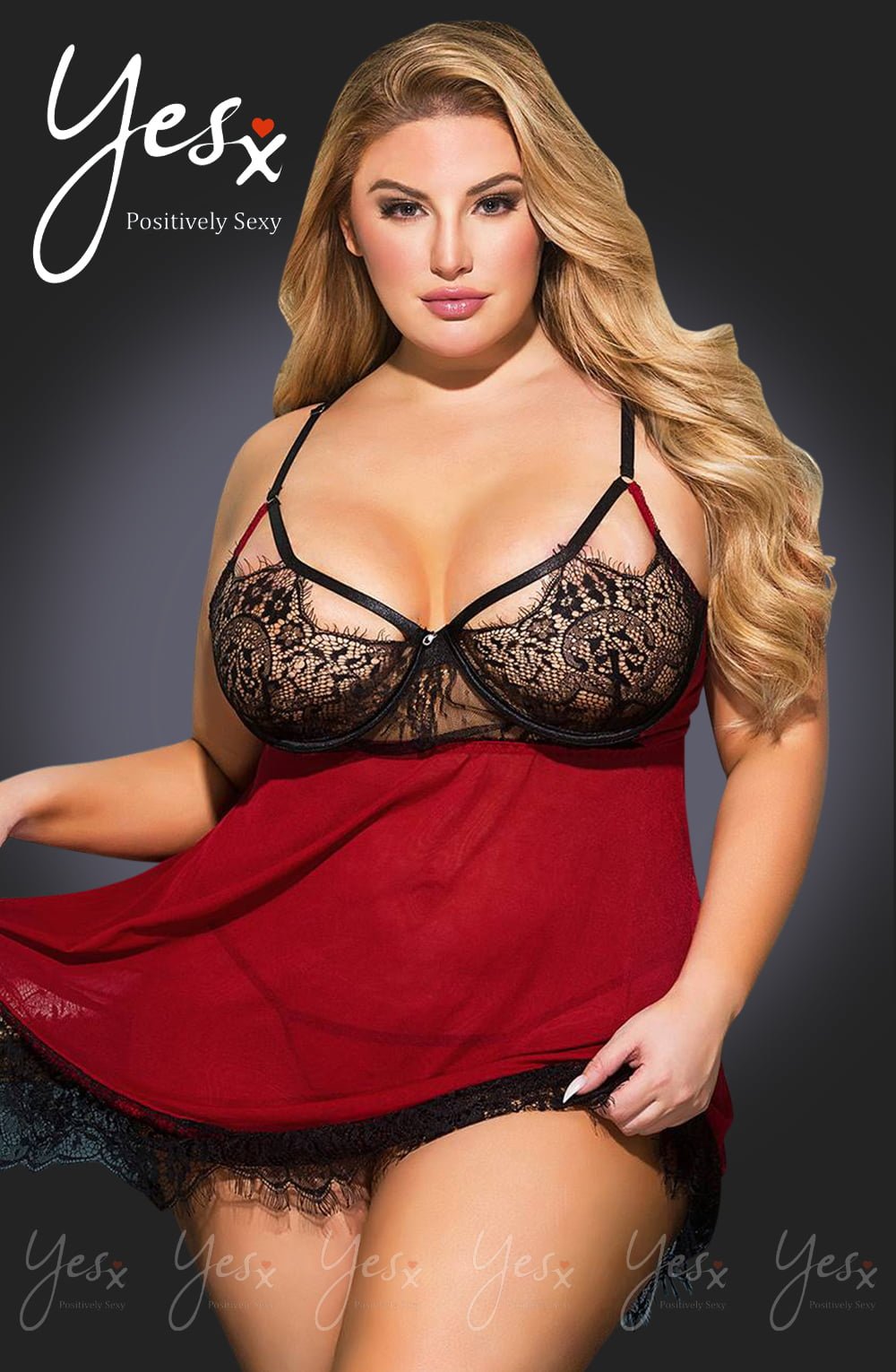 YesX YX958Q Black/Red Babydoll Set - The Rabbit Hole Life