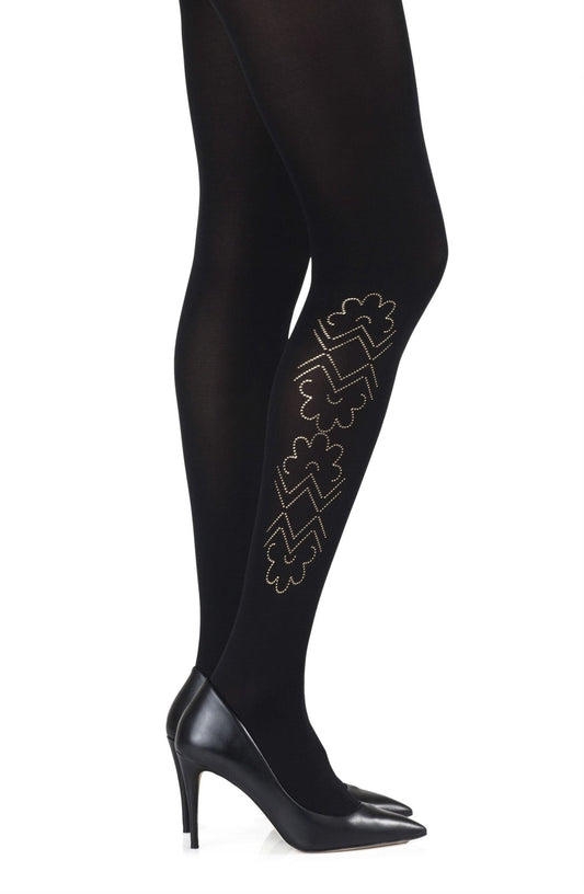 Zohara "Caught In The Metal" Black Print Tights - The Rabbit Hole Life