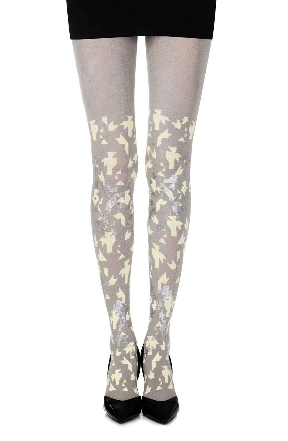 Zohara "Confetti" Grey Print Tights - The Rabbit Hole Life