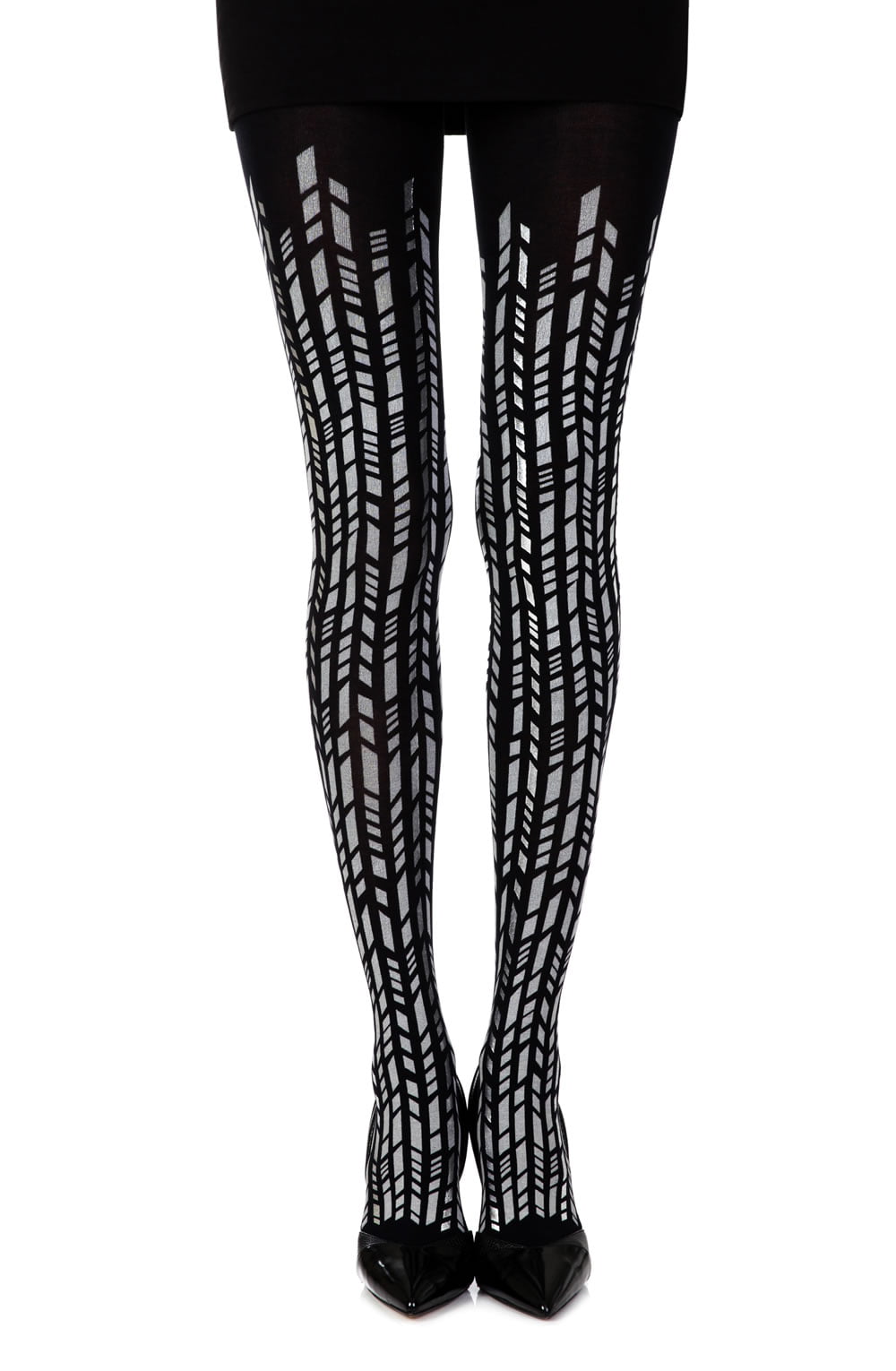 Zohara "Cross It" Black/Silver Print Tights - The Rabbit Hole Life